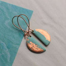 Load image into Gallery viewer, Seafoam Turquoise and Copper Enamel Earrings - Strelitzia's Florist & Irish Craft Shop