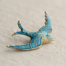 Load image into Gallery viewer, Silk Purse, Sow's Ear - Small Blue Swallow Bird Brooch - Strelitzia's Florist & Irish Craft Shop
