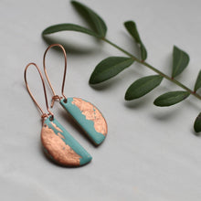 Load image into Gallery viewer, Seafoam Turquoise and Copper Enamel Earrings - Strelitzia's Florist & Irish Craft Shop