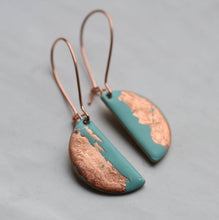 Load image into Gallery viewer, Seafoam Turquoise and Copper Enamel Earrings - Strelitzia's Florist & Irish Craft Shop