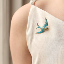 Load image into Gallery viewer, Silk Purse, Sow's Ear - Small Blue Swallow Bird Brooch - Strelitzia's Florist & Irish Craft Shop