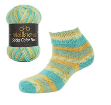 Load image into Gallery viewer, Wool Bee Socks Color Sock Wool 100gr 4-fold knitting: 46 turquoise green yellow - Strelitzia's Florist & Irish Craft Shop