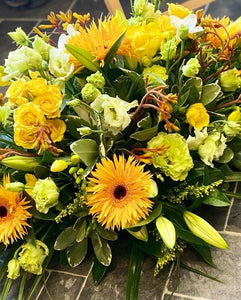 Funeral Wreath - Yellow - Strelitzia's Floristry & Irish Craft Shop
