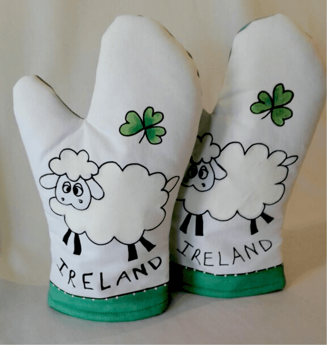 Irish Sheep Oven Gloves - Pair (Set of 2) - Strelitzia's Floristry & Irish Craft Shop