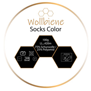 Wool Bee Socks Color Sock Wool 100gr 4-fold knitting: 22 olive green brown orange - Strelitzia's Florist & Irish Craft Shop