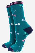 Load image into Gallery viewer, Sock Talk - Women&#39;s Dragonfly Print Bamboo Socks