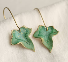 Load image into Gallery viewer, Silk Purse, Sow's Ear - Green Ivy Leaf Earrings: Include Gift Box