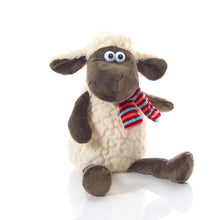Load image into Gallery viewer, Langs - Plush Sitting Sheep Soft Toy With Google Eyes And Striped Scarf Medium