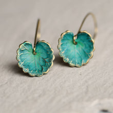 Load image into Gallery viewer, Silk Purse, Sow's Ear - Turquoise Leaf Earrings