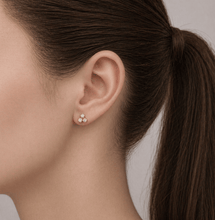 Load image into Gallery viewer, Silk Purse, Sow's Ear - Rustic Crystal Gold Trio Stud Earrings