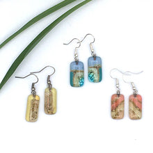 Load image into Gallery viewer, Women of the Cloud Forest - Small Rectangle Glass Earrings - Strelitzia&#39;s Florist &amp; Irish Craft Shop