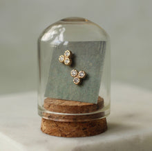 Load image into Gallery viewer, Silk Purse, Sow's Ear - Rustic Crystal Gold Trio Stud Earrings