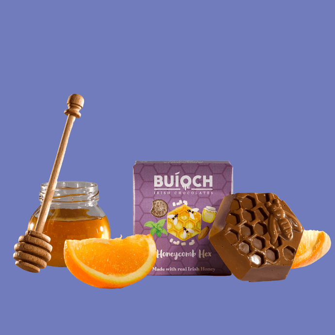 Buíoch Irish Chocolates - Orange Honeycomb Hex - Milk Chocolate