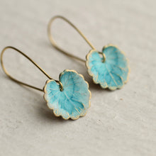 Load image into Gallery viewer, Blue Leaf Earrings