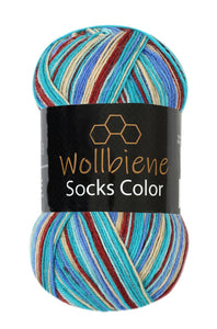 Wool Bee Socks Color Sock Wool 100gr 4-fold knitting: 49 blue green grey - Strelitzia's Florist & Irish Craft Shop