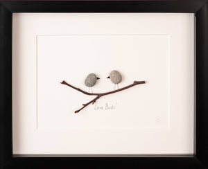 Simply Mourne - Mini Love Birds Pebble Art Frame | Wall Art - Strelitzia's Florist & Irish Craft Shop