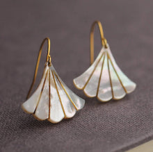 Load image into Gallery viewer, Silk Purse, Sow's Ear - Pearl Art Deco Fan Earrings