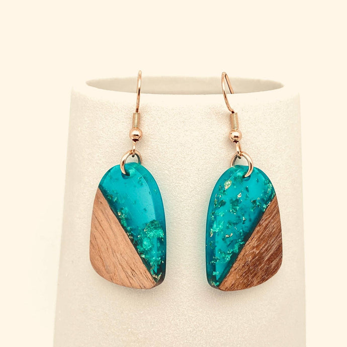Wood and Resin Pendant Dangle Earring Collection