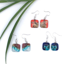 Load image into Gallery viewer, Women of the Cloud Forest - Small Square Glass Earrings - Strelitzia&#39;s Florist &amp; Irish Craft Shop
