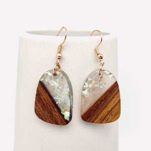 Wood and Resin Pendant Dangle Earring Collection