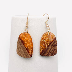 Wood and Resin Pendant Dangle Earring Collection