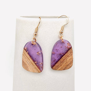 Wood and Resin Pendant Dangle Earring Collection