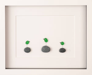 Simply Mourne - Sea Glass Birds Pebble Art Frame | Wall Art - Strelitzia's Florist & Irish Craft Shop