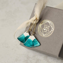 Load image into Gallery viewer, Silk Purse, Sow's Ear - Teal Seascape Enamel Earrings