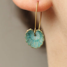 Load image into Gallery viewer, Blue Leaf Earrings