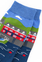 Load image into Gallery viewer, Sock Talk - Men&#39;s Fishing Village Scene Bamboo Socks