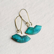 Load image into Gallery viewer, Silk Purse, Sow's Ear - Teal Seascape Enamel Earrings
