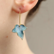 Load image into Gallery viewer, Silk Purse, Sow's Ear - Blue Ivy Leaf Earrings: Include Gift Box