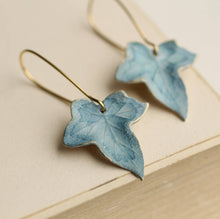 Load image into Gallery viewer, Silk Purse, Sow's Ear - Blue Ivy Leaf Earrings: Include Gift Box