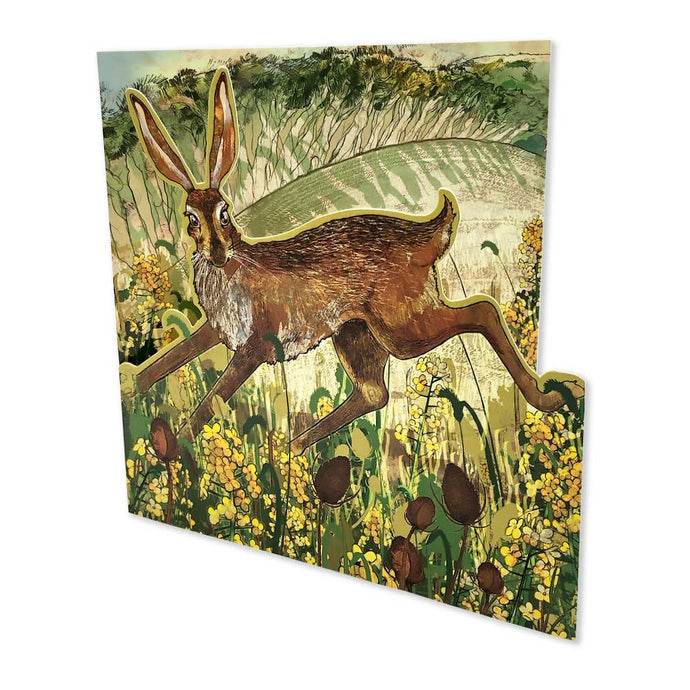 Emma Ball Ltd - Die-Cut Teasel Hare Greetings Card - Strelitzia's Florist & Irish Craft Shop