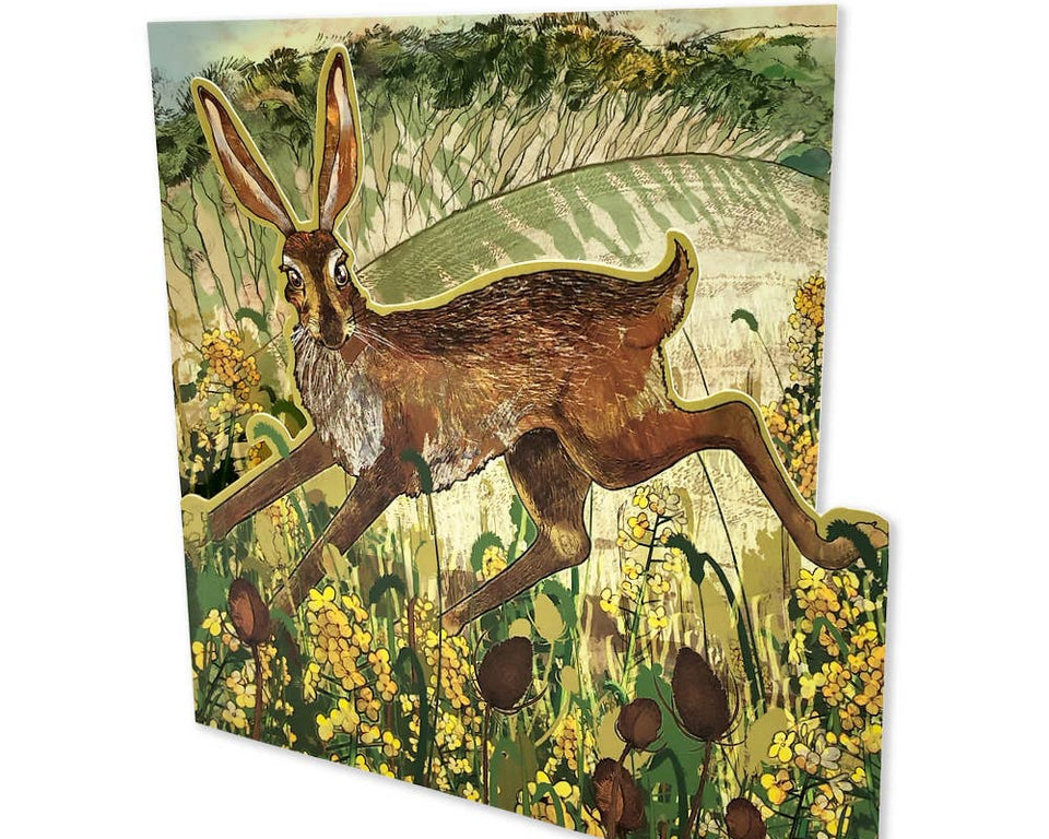 Emma Ball Ltd - Die-Cut Teasel Hare Greetings Card - Strelitzia's Florist & Irish Craft Shop