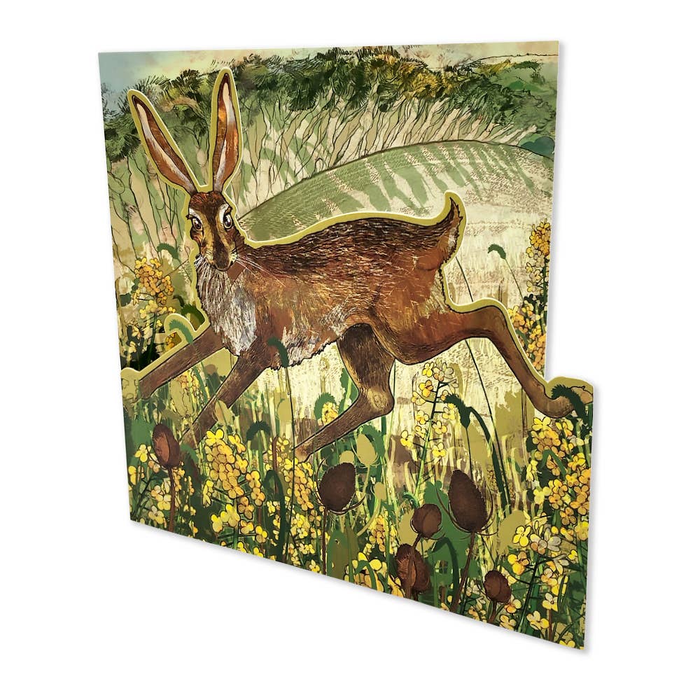 Emma Ball Ltd - Die-Cut Teasel Hare Greetings Card - Strelitzia's Florist & Irish Craft Shop