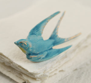 Blue Bird Swallow Brooch Pin