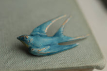 Load image into Gallery viewer, Blue Bird Swallow Brooch Pin