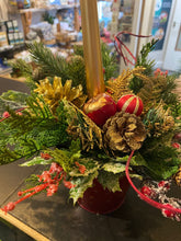 Load image into Gallery viewer, Red &amp; Gold Artificial Christmas Large Candle Display