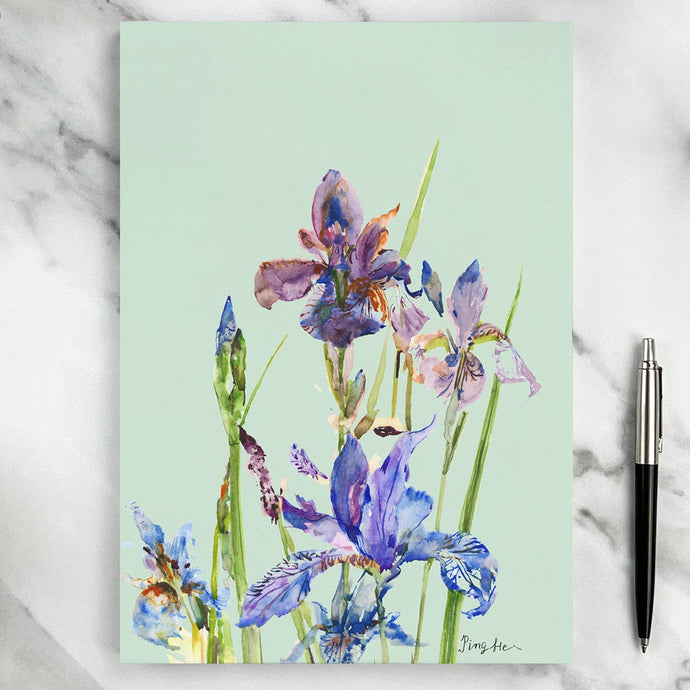 Ping He Art - A5 Notepad - Iris - Strelitzia's Florist & Irish Craft Shop