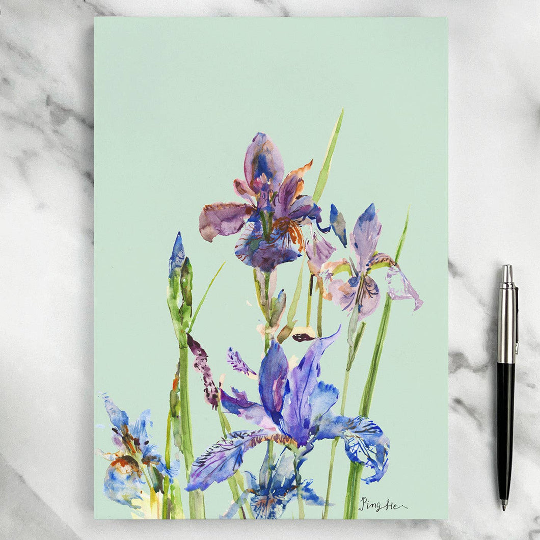 Ping He Art - A5 Notepad - Iris - Strelitzia's Florist & Irish Craft Shop