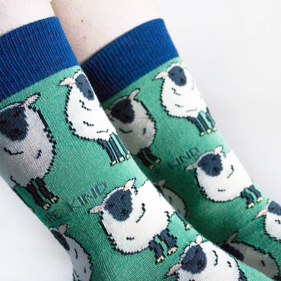 Bare Kind Socks - Sheep Socks | Bamboo Socks | Green Socks | Farm Socks: UK Adult 7-11 / Single Pair / Sheep - Strelitzia's Florist & Irish Craft Shop
