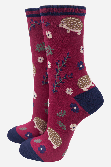 Sock Talk - Women's Hedgehog Ankle Socks Woodland Animal Print