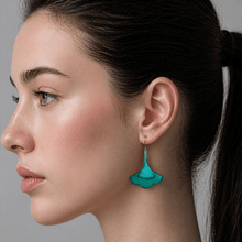Load image into Gallery viewer, Silk Purse, Sow's Ear - Verdigris Turquoise Drop Earrings