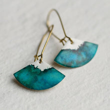Load image into Gallery viewer, Silk Purse, Sow's Ear - Teal Seascape Enamel Earrings