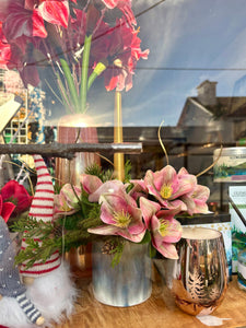 Artificial Christmas Rose (pink) Display