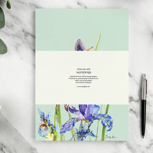 Ping He Art - A5 Notepad - Iris - Strelitzia's Florist & Irish Craft Shop