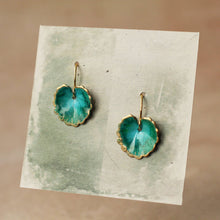 Load image into Gallery viewer, Silk Purse, Sow's Ear - Turquoise Leaf Earrings