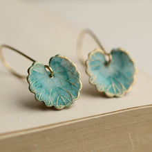 Load image into Gallery viewer, Blue Leaf Earrings