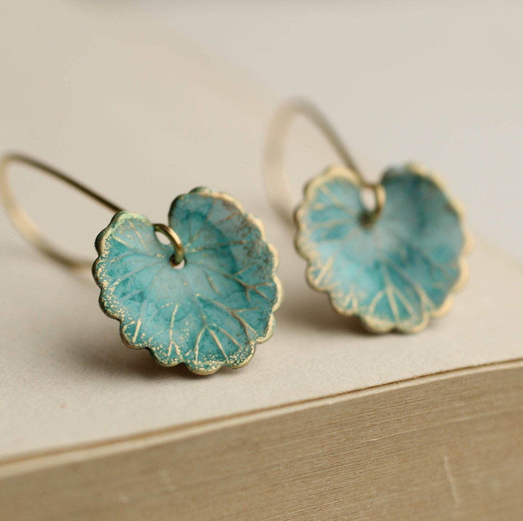 Blue Leaf Earrings